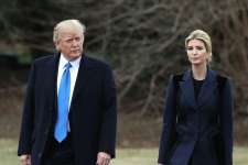 WASHINGTON, DC - FEBRUARY 01: U.S. President Donald Trump and his daughter Ivanka Trump walk toward Marine One while departing from the White House, on February 1, 2017 in Washington, DC. Trump is making an unnanounced trip to Dover Air Force bace in Delaware to pay his respects to Chief Special Warfare Operator William "Ryan" Owens, who was killed during a raid in Yemen. Owens is the first active military service member to die in combat during Trump's presidency. (Photo by Mark Wilson/Getty Images)