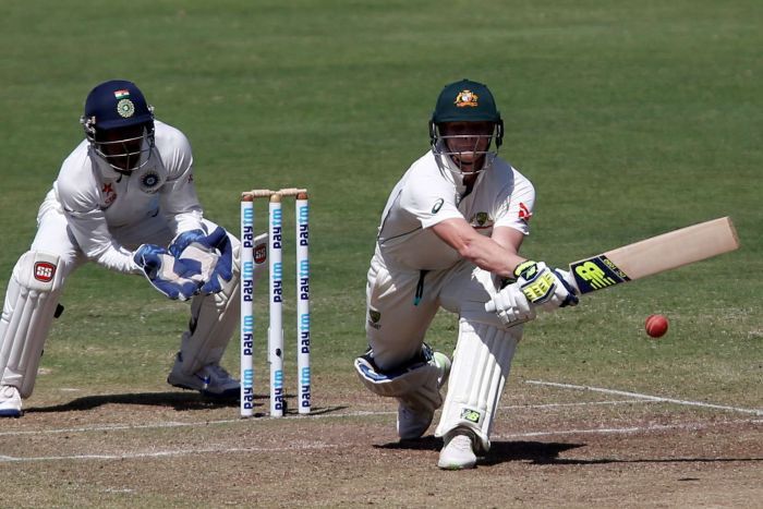 Steve Smith reverse sweeps on day two in Pune