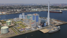 Aerial shot of a HELE coal fired power plant in Japan. 