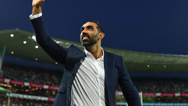 Hard worker:  Former Swans player Adam Goodes thanks the crowd during a lap of honour at Sydney Cricket Ground