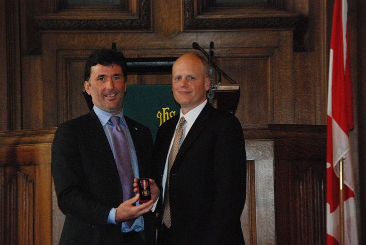 Richard receives the Diamond Jubilee Medal from MP Paul Dewar – Oct 2012