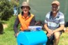 Stephen and Malcolm Bennet with their vineyard robot. 