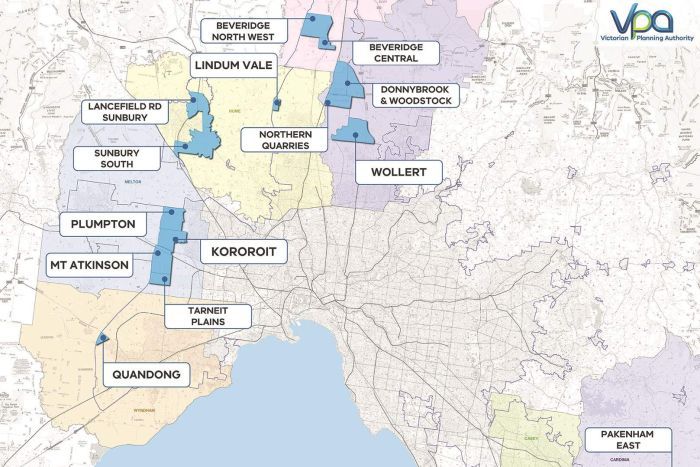 Map showing Melbourne's new 17 suburbs.