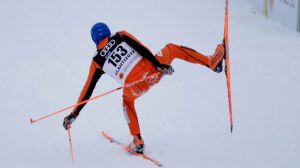 Struggling: Venezuela's Adrian Solano gets used to the snow for the first time in his life.