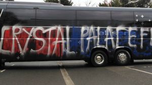 An image of the vandalised bus shared on Twitter.