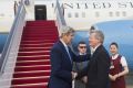 Max Baucus greets then US secretary of state John Kerry, left,  in Beijing in June 2016. The former ambassador has ...