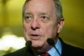 Senator Dick Durbin, a Democrat from Illinois, speaks during a news conference.