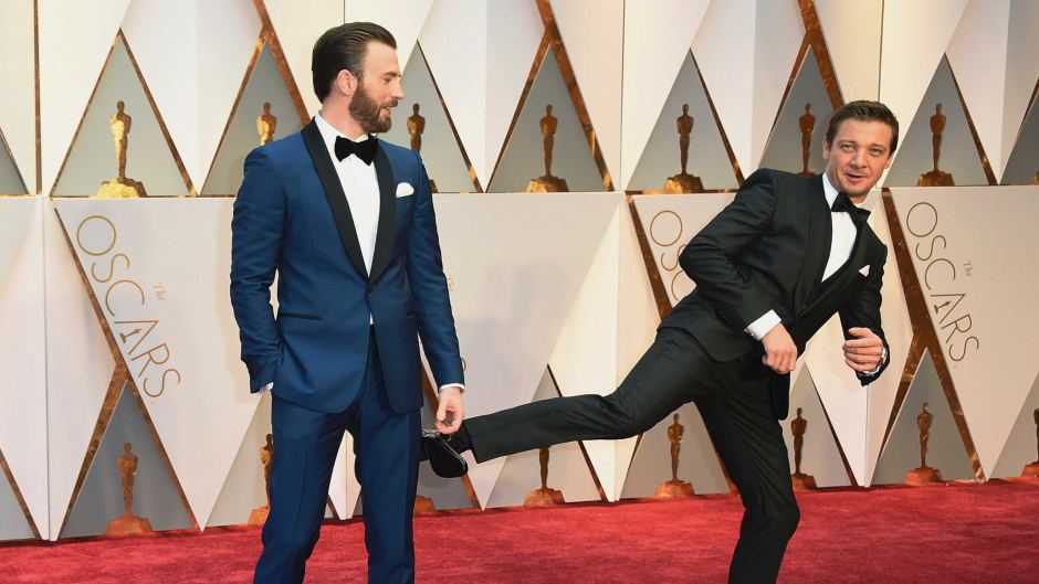 Chris Evans and Jeremy Renner arrive at the Oscars