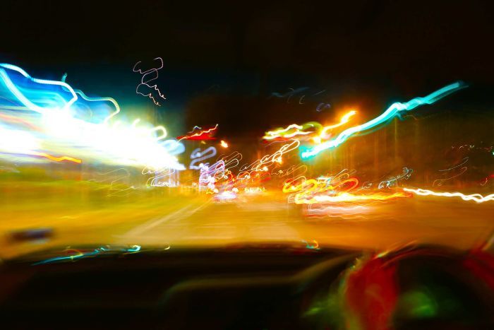 Road through windscreen