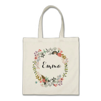 Personalized Floral Tote Bag