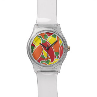 Funky mixed chilli peppers wristwatches