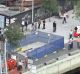 Police and emergency services attend the scene of a workplace accident on a barge at Barangaroo.