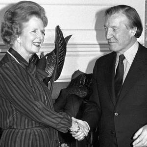 Former Taoiseach Charles Haughey with former British prime minister Margaret Thatcher during their meeting in May 1980