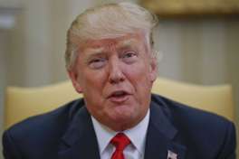 President Donald Trump speaks during his meeting with Peruvian President Pedro Pablo Kuczynski in the Oval Office of the White House in Washington, Friday, Feb. 24, 2017.