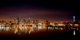 Seattle skyline at night