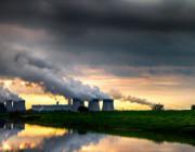 Steam from power plant cooling towers