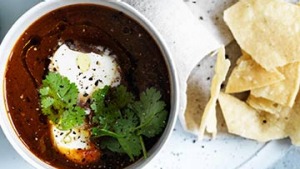 Sweet potato, chilli and lime soup.