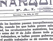Headline of the underground newspaper Anarquía produced by FAI members in 1937