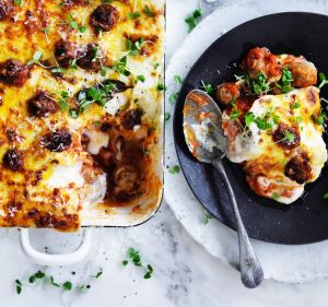 Adam Liaw's meatball lasagne.