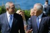 Benjamin Netanyahu and Malcolm Turnbull talk as they walk across the Admiralty House lawn in Sydney.