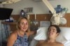 Nick Dempsey on hospital bed with his mum Trudy