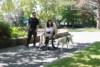 Ken Innes and Natasha Street with assistance dog Biscuit in Launceston