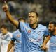 After the brawl: Sydney FC's Bobo celebrates a goal in the Sky Blues win over Melbourne Victory at Allianz Stadium on Friday.