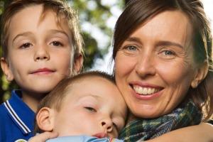 Otto, 5, and Hugo, 6, Hadley with their mum, Kirstine Russell.