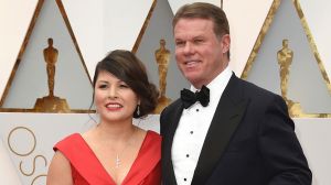 Martha L. Ruiz and Brian Cullinan from PricewaterhouseCoopers at the Oscars in Los Angeles.