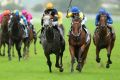 Straightening: The moment that Tommy Berry had to correct Chautauqua at the 100m mark in the Canterbury Stakes.