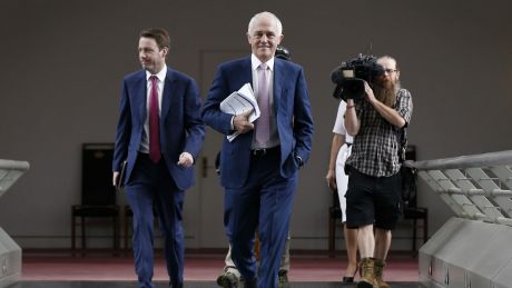 Prime Minister Malcolm Turnbull addresses the media during a doorstop interview at Parliament House in Canberra on ...