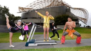 Performance artist Tristan Meecham will run a marathon outside the Arts Centre with other performers during a five-hour ...