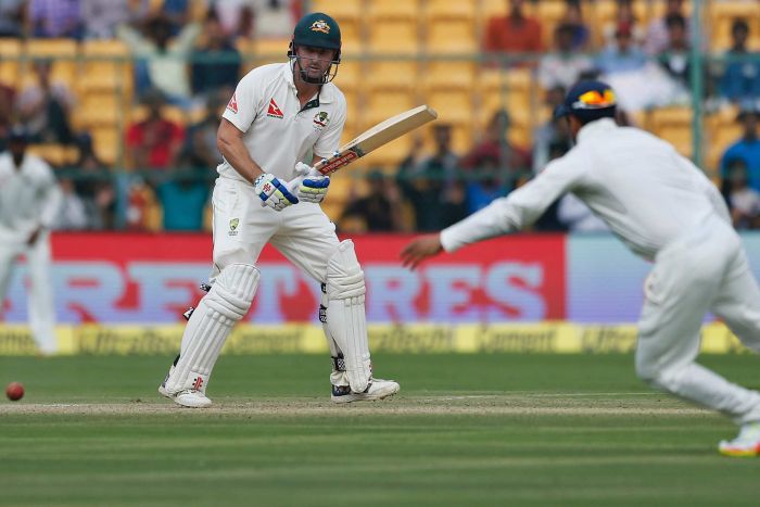 Shaun Marsh bats on day two in Bangalore