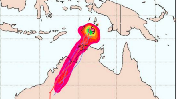 This cyclone modelling map, reportedly produced by Oz Cyclone Chasers, has caused a few raised eyebrows.