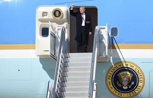 President Donald J. Trump arrives on Air Force One to Joint Base Langley-Eustis, Va., March 2, 2017.