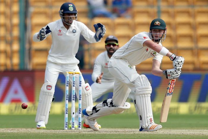 Matt Renshaw made a half-century for Australia on day two in Bangalore.