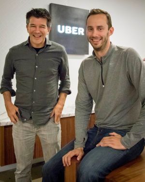 Uber CEO Travis Kalanick, left, and Anthony Levandowski.