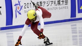 Short Track - 500 m (men)- Mohammed Farraj S Sh Alsahouti, Qatar, in action.