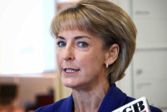 Headshot of Michaelia Cash speaking at a press conference.