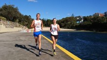 Debi Hazelden and John Mergler running in Centennial Park