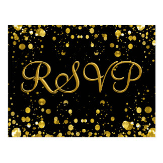 RSVP Card Gold Confetti