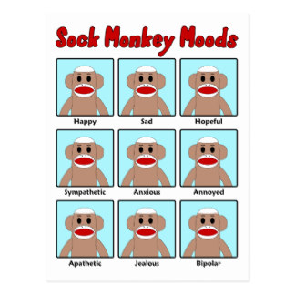 Sock Monkey Moods Postcard