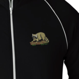 Raccoon Embroidered Fleece Track Jacket