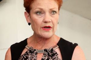 One Nation leader Pauline Hanson meets members of the public while campaigning in Mandurah, south of Perth, Monday, ...