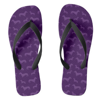 Cute purple dachshund pattern flip flops