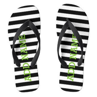 Modern Striped Pattern with Custom Name Monogram Flip Flops