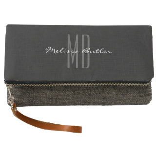 Stylish Gray Monogram Clutch