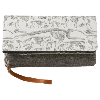 Vintage Illustration of Human & Animal Bones Clutch