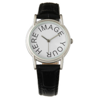 Custom Women's Classic Black Leather Strap Watch