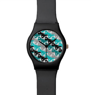 High Tops Teal-n-Black Shoes Wristwatches